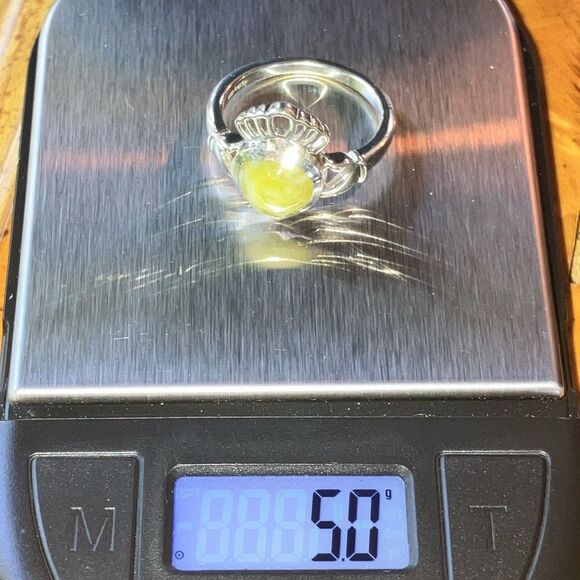 Natural Connemara Marble Sterling Silver Claddagh Ring Size 9 - Picture 9 of 9